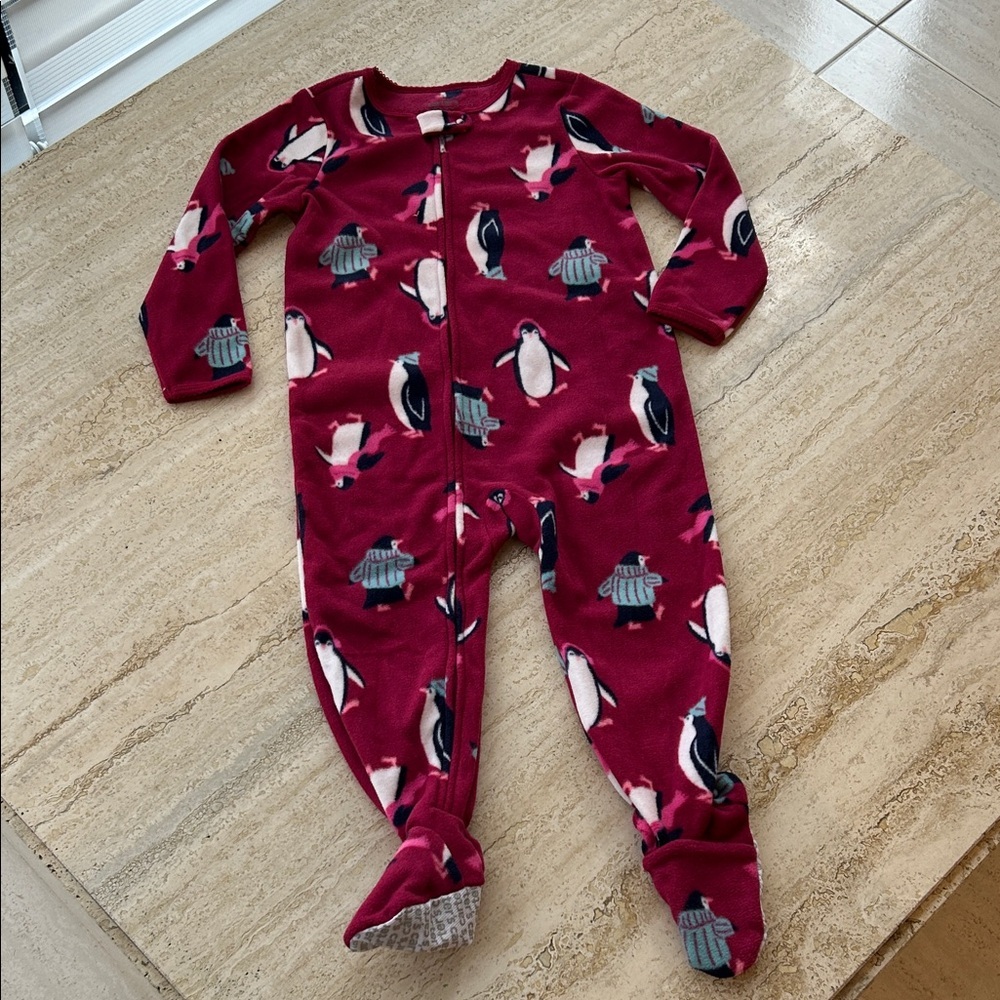 NEW 🆕 Carter’s Penguin Print Kids One Piece Pajama Fleece 3T without tags